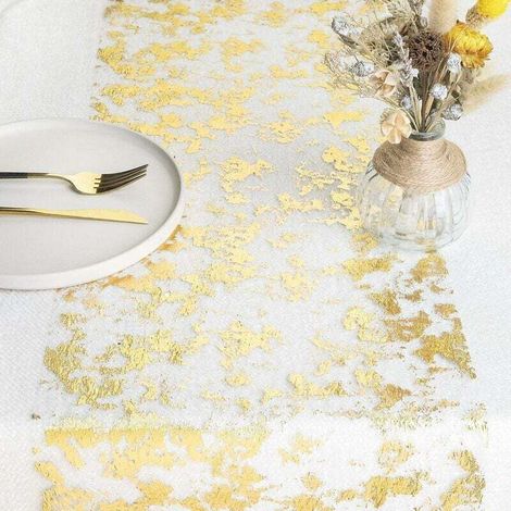 Chemin de table en maille avec feuille d'or.28centimètre x 5riz (1/5)