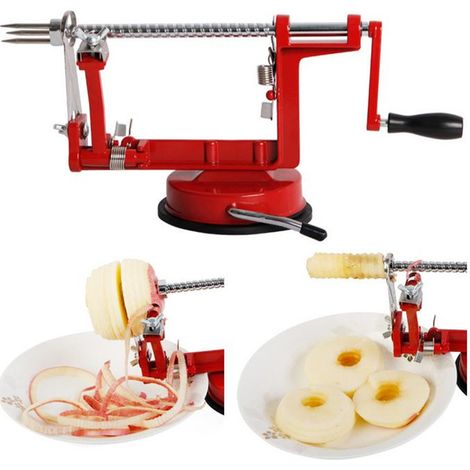 3-in-1 Apfelschäler, Multifunktionaler Obstschäler, Edelstahlschäler – Rot