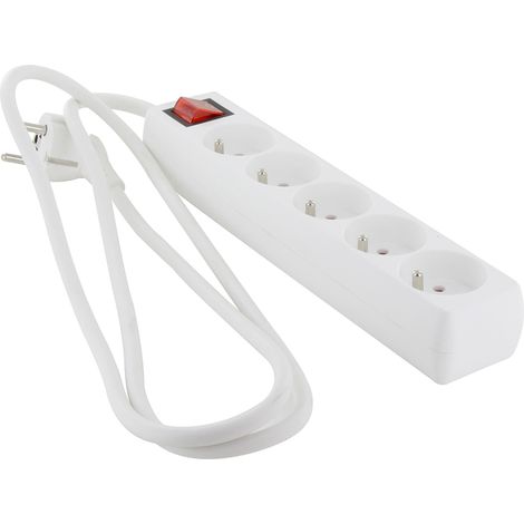 Multiprise 5x16A + interrupteur - 1,5 m - Blanc - Chacon (1/4)