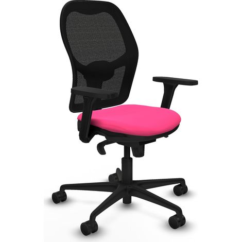 Jorquera sincro malla negra similpiel rosa brazos 3D base nailon ruedas 65mm nailon (1/5)