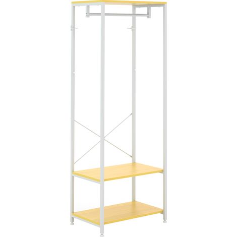 Mobile Appendiabiti 2 in 1 con Ripiano a 2 Livelli, in Acciaio e Truciolato, 60x40x167.5 cm