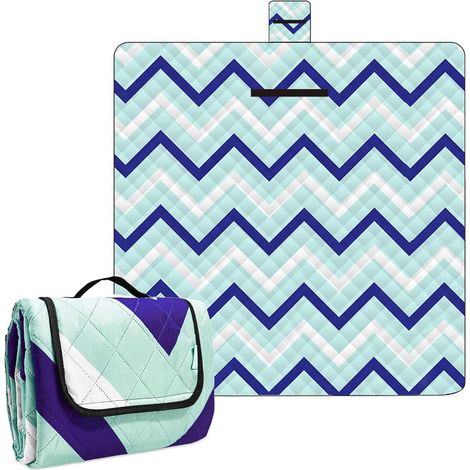 Couverture Pique Nique Impermeable Lavable, Tapis De Plage Epais Pour Galet, Nappe Pique Nique Tissu, Natte, Pliable Portable Leger Rembourrée (vague, 200x200) (1/5)