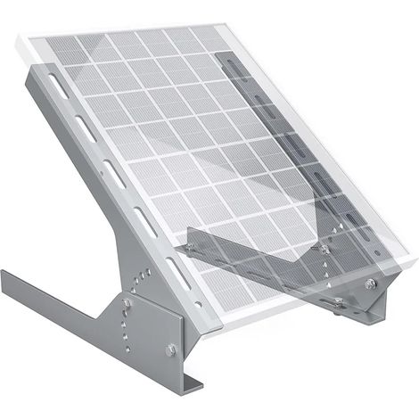 Support pour panneau solaire (blanc) - Pied de 35 cm, angle réglable (0-60°), supports de fixation pour 1 panneau solaire (1/5)