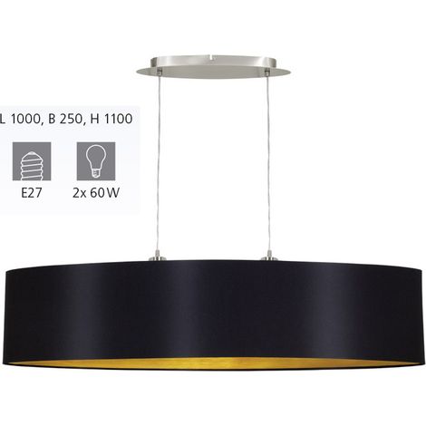 Lampadario Contemporaneo Maserlo Grande Acciaio Nichel Nero 2 Luci E27 (1/5)