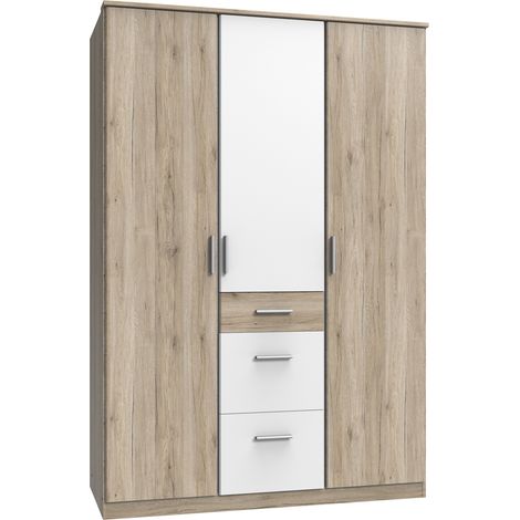 Jugendzimmer Kleiderschrank JOHANNESBURG-43 in Eiche Nb. mit weiß, B/H/T: ca. 135/199/58 cm (1/3)