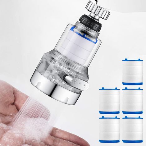 Filtre à Eau du Robinet, Filtre à Robinet Rotatif à 360°, Purificateur d'eau de Robinet de Cuisine et Salle de Bains, 3 Modes de Fonctionnement (1/5)