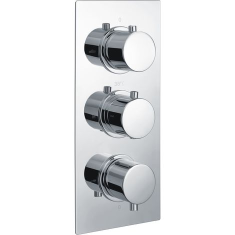 RAK Thermostatic Round 3 Outlet Concealed Shower Valve Triple Handle - Chrome