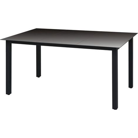 Table de jardin Noir 150 x 90x74 Aluminium et verre (1/3)