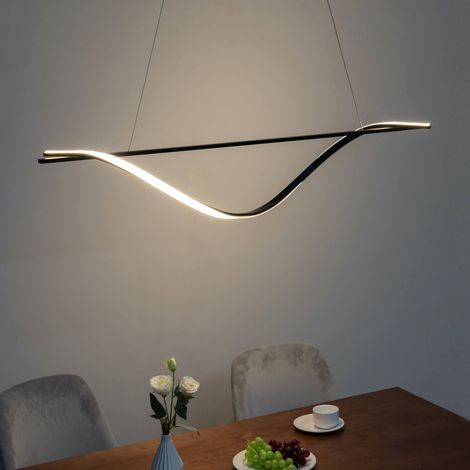 Lange schwarze LED-Hängeleuchte schlanke Welle  - Hilda