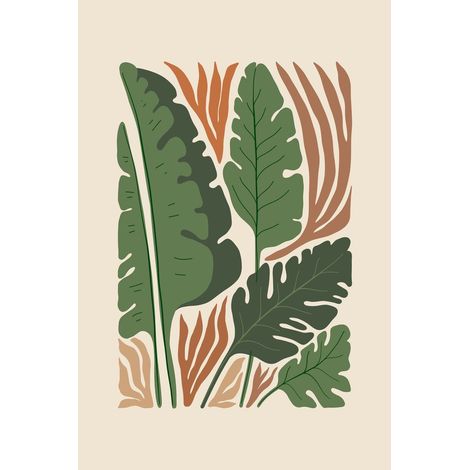 Tableau sur toile feuillage abstrait 30x45 cm - Impression sur Toile Murale Décorative - Image imprimée en HD sur Toile - Toile sur Châssis en Bois FSC - Fabriqué en France (1/5)