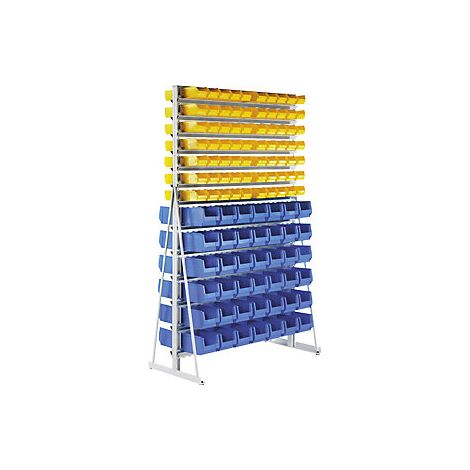 Estantería de postes para piezas pequeñas con cajas visualizables