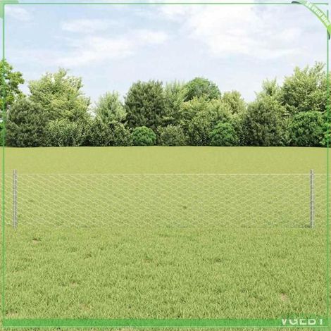 Clôture extérieure en acier argenté 25 m x 40 cm - kit avec 11 poteaux (1/5)