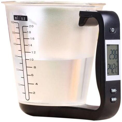 Tasse à mesurer électronique, balances de cuisine, bécher numérique, hôte, mesure de la température, avec écran LCD (1/5)
