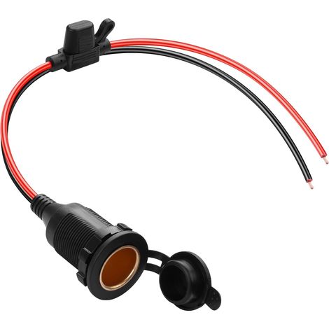 Câble de rechange pour prise allume-cigare 12 V, étanche 13 AWG, prise femelle à œillet avec fusibles 20 A (0,3 m) (1/5)