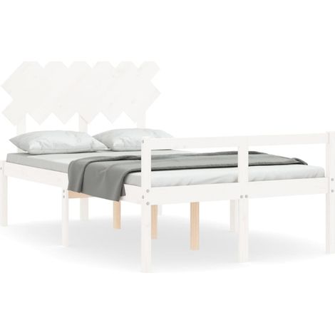 Maison Exclusive - Seniorenbett mit Kopfteil Weiß Massivholz