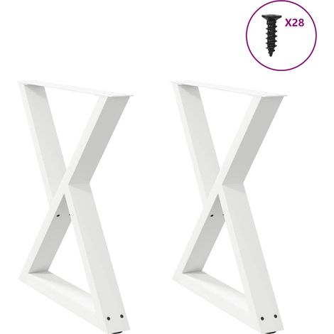 Esstisch Beine 2 Stück Weiß 80x(72-73,3) cm Stahl
