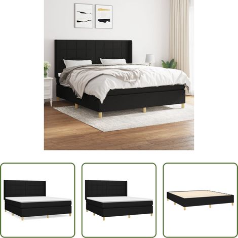 Matratze - Boxspringbett mit Matratze Schwarz 180x200 cm Stoff (1/5)