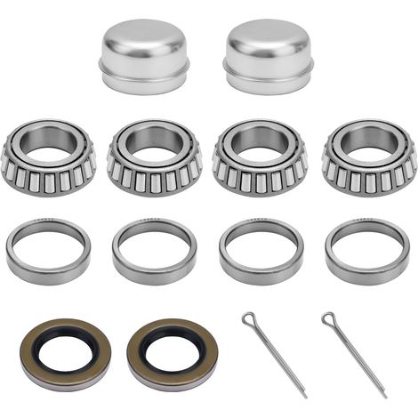 Jeux Kit de Roulements de Moyeu de Remorque, Roulements L44643/L44610 pour Diamètre Intérieur de 2,5cm Diamètre Extérieur de 5cm avec Joints de Graisse, Cache-Poussière et Goupilles Fendues