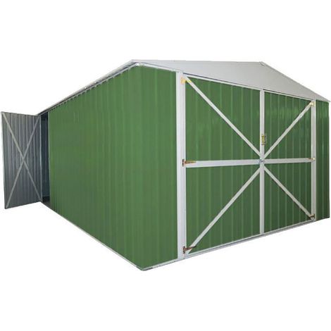 Casetta Box da Giardino in Lamiera di Acciaio Porta Utensili 360x600x230 cm Enaudi Verde (1/5)