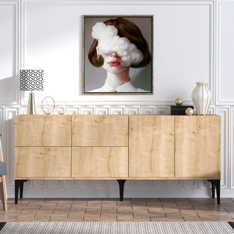 Buffetschrank hanah home Laika 6 Türen Eichen Saphir 180 cm