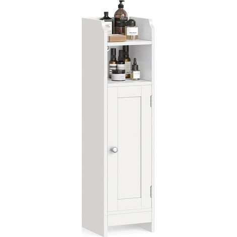 Mobiletto da bagno mobiletto per WC 18 x 20 x 80 cm mobiletto sottile mobiletto alto ripiani regolabili salvaspazio montaggio facile bianco 120006469