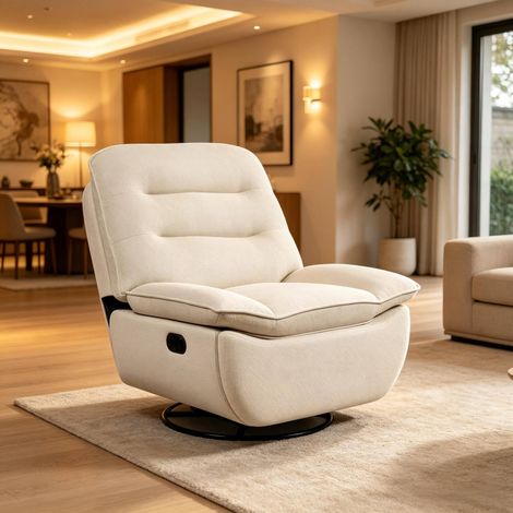 Fauteuil pivotant 95x49,5 cm avec rangement beige HAVRYA (1/5)