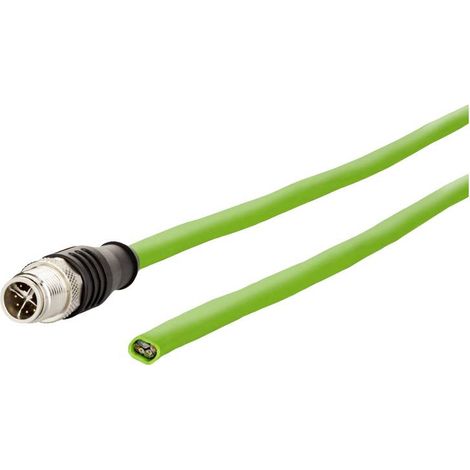 Metz Connect 142M2X10050 M12 Câble réseau, câble patch CAT 6a S/FTP 5.00 m vert gaine PUR, résistant aux acides, résistant à l'ozone, résistant C873482