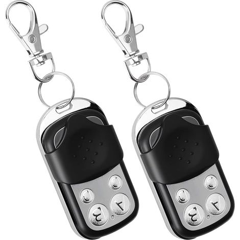 Paquete de 2 mandos a distancia universales para puertas de garaje, 433,92 MHz, inalámbricos, con código variable y 4 botones. Mando a distancia universal compatible para puertas de garaje y coches. (1/5)