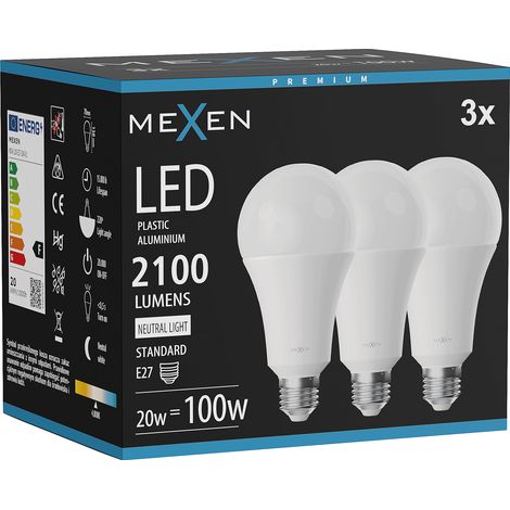 Mexen Nova 3x Ampoule LED E27, A70, 20W, Neutre - 4000K, 2100 lm - L100-E27-2040-01x03 (1/3)
