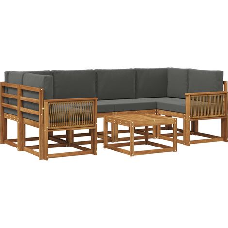 Set di divani da esterno 7 pz Naturale e Antracite Poliestere vidaXL (1/5)