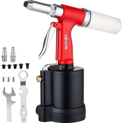 VEVOR Remachadora Neumática para Remaches Ciegos 2,4-6,4 mm 17,5 kN 16 mm, con 5 Boquillas, Mordazas de 3 Garras y Agarre de 360° para Remaches Ciegos de Aluminio y Acero para Automoción y Metalurgia (1/5)