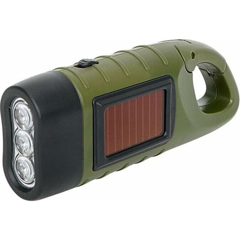 Tragbare, solarbetriebene LED-Taschenlampe mit Dynamokurbel für Camping, Bergsteigen und Zelten (1/4)