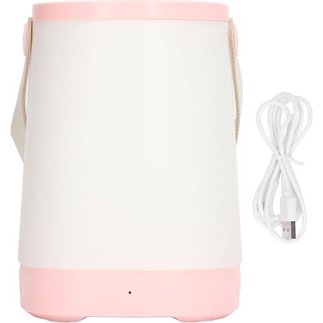 Veilleuse bébé rechargeable USB – 7 couleurs – haut-parleur – intensité variable – camping portable – poignée – rose