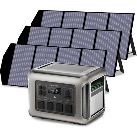Portable Power Station Solar Generator 2016Wh LiFePO4 with 3Pcs 140W Solar Panel for RV, Home Backup, Emergency, Outdoor Camping Allpowers R2500 (1/5)