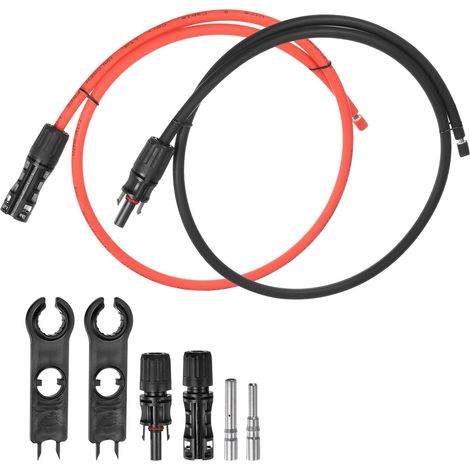 Solaire Panneau Fil 3ft 8 AWG 10mm2 Solaire Câble Etamé Cuivre Fil avec Femelle et Mâle Connecteur Noir Rouge pour RV Bateau Marine Solaire Panneau (1/5)