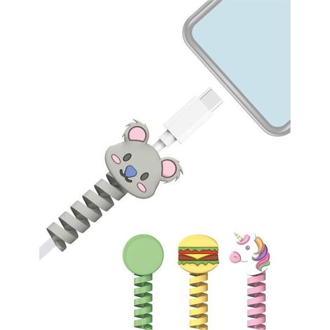 Identificateurs de câble - PACK4IDENTICBL1 Bigben - 4 pièces - Licorne, Koala, Burger - Vert