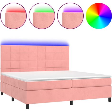 Maison Exclusive - Letto a Molle con Materasso e LED Rosa 200x200 cm in Velluto (1/5)