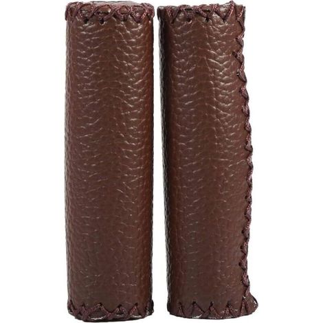 Poignée de Vélo, Poignées de Guidon de vélo, guidons de vélo en Cuir Vintage, 1 Paire, poignées de Guidon de vélo en Cuir Artificiel rétro(Marron foncé) (1/5)