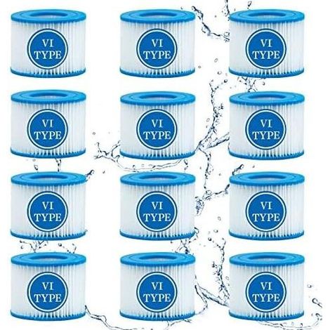 Lot de 12 cartouches filtrantes type VI pour spa Bestway Lay-Z-Spa et bain à remous, compatibles Coleman SaluSpa et Intex (1/4)