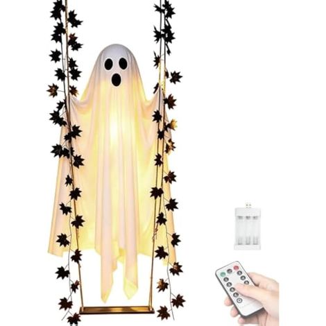 Fantôme fantôme suspendu - Lumières LED lumineuses, grande goule effrayante (1/5)