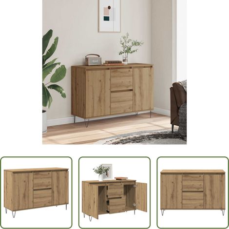 Holzkommode -  Sideboard Artisan-Eiche 101,5x35x70 cm Holzwerkstoff (1/5)