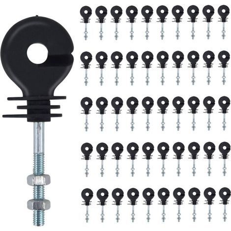Isolateurs à Visser,50 Pièces isolateur Cloture Electrique Clous d'isolation de clôture électronique Isolateur de Poteau de clôture,Accessoires de clôture électronique,pour Poteau en Bois (1/5)
