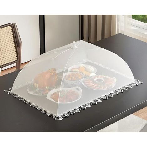 Ensemble de 2 parasols pliables et anti-mouches, housses anti-moustiques et anti-insectes, adaptés aux barbecues et aux pique-niques, Blanc - [4060cm] (1/4)