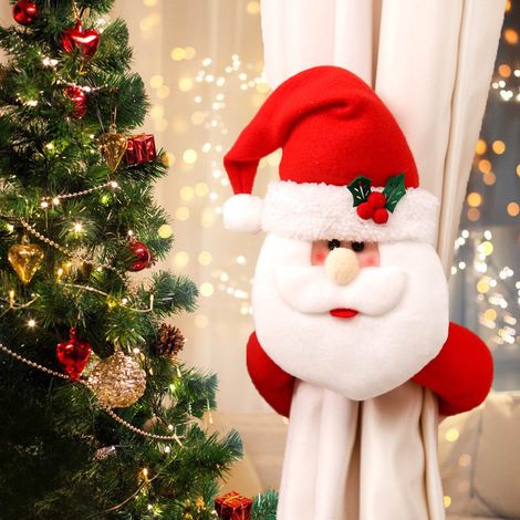 Décor De Noël - Poupée De Père Noël - Accroche De Rideau En Forme De Renne - Pour Arbre De Noël, Cheminée, Bureau, Intérieur - 1 Pièce (1/3)