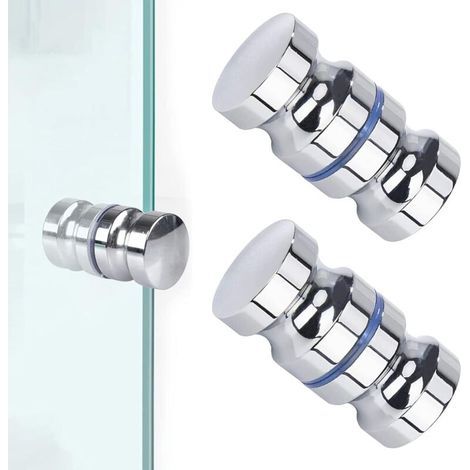 Bouton de porte de douche en acier inoxydable – Design poli 30mm x 59mm – Compatible portes en verre et coulissantes – Installation simple (1/5)