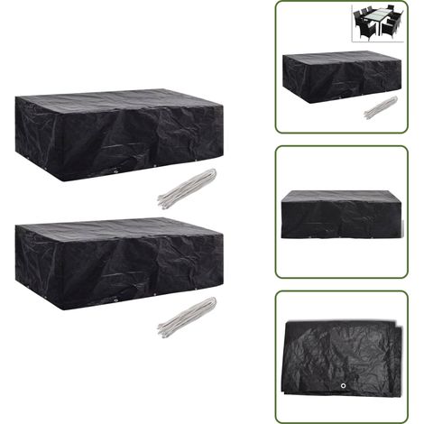 Gartenmöbel-Abdeckungen 2 Stk. 10 Ösen 300x140 cm - Gartenmöbelschutzhülle - Rattan Möbel Abdecken - Gartenmöbel Abzudecken - Wetterfeste Gartenmöbelabdeckung - UV-Schutz Gartenmöbel