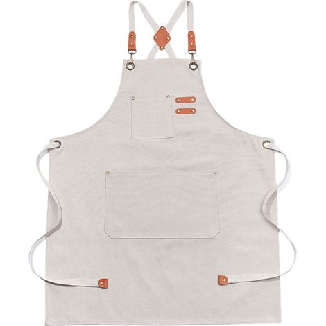 Bardusch-Tablier en coton à dos croisé pour homme et femme, avec grandes poches, tablier de travail ajustable, dimensions approximatives : 75 x 68 cm////. (1/5)