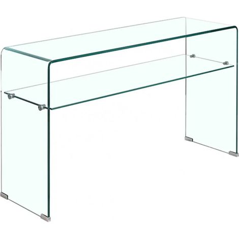 Console rectangulaire 100 cm en verre trempé – Étagère vitrée 40 cm – Structure solide 12 mm – Design moderne pour salon ou bureau – Meubletmoi (1/5)