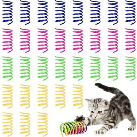 32 pièces Jouet de Chat à Ressort, Printemps Jouet de Chat, Ressorts en Spirale en Plastique, Animaux de Compagnie interactifs Colorés Paresseux Chatons Sautant Jouets de Jeu (4 Couleur) (1/5)