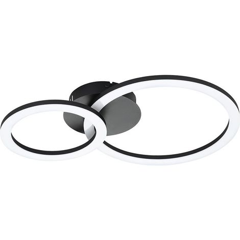 Plafoniera Moderna Parrapos-Z 2 Led Acciaio Nero Diffusori Tondi (1/4)